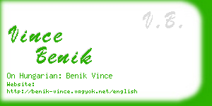 vince benik business card
